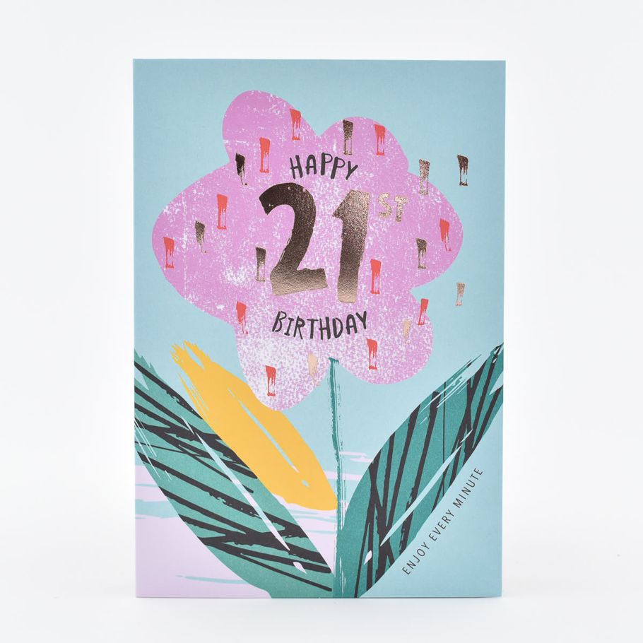 Hallmark 21st Birthday Card - Flower