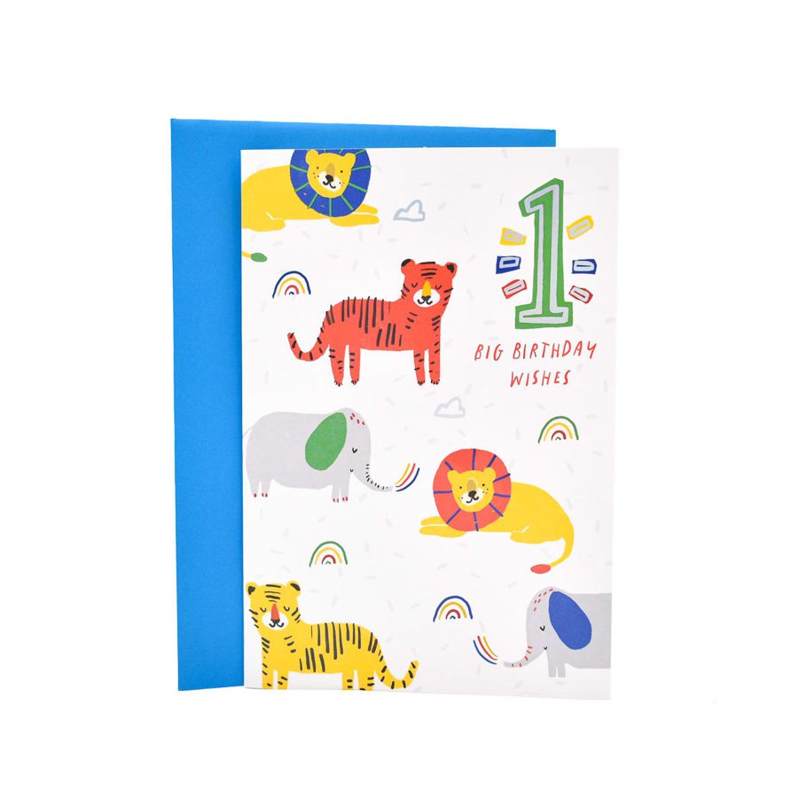 Hallmark Birthday Card Age 1 - Safari Animals