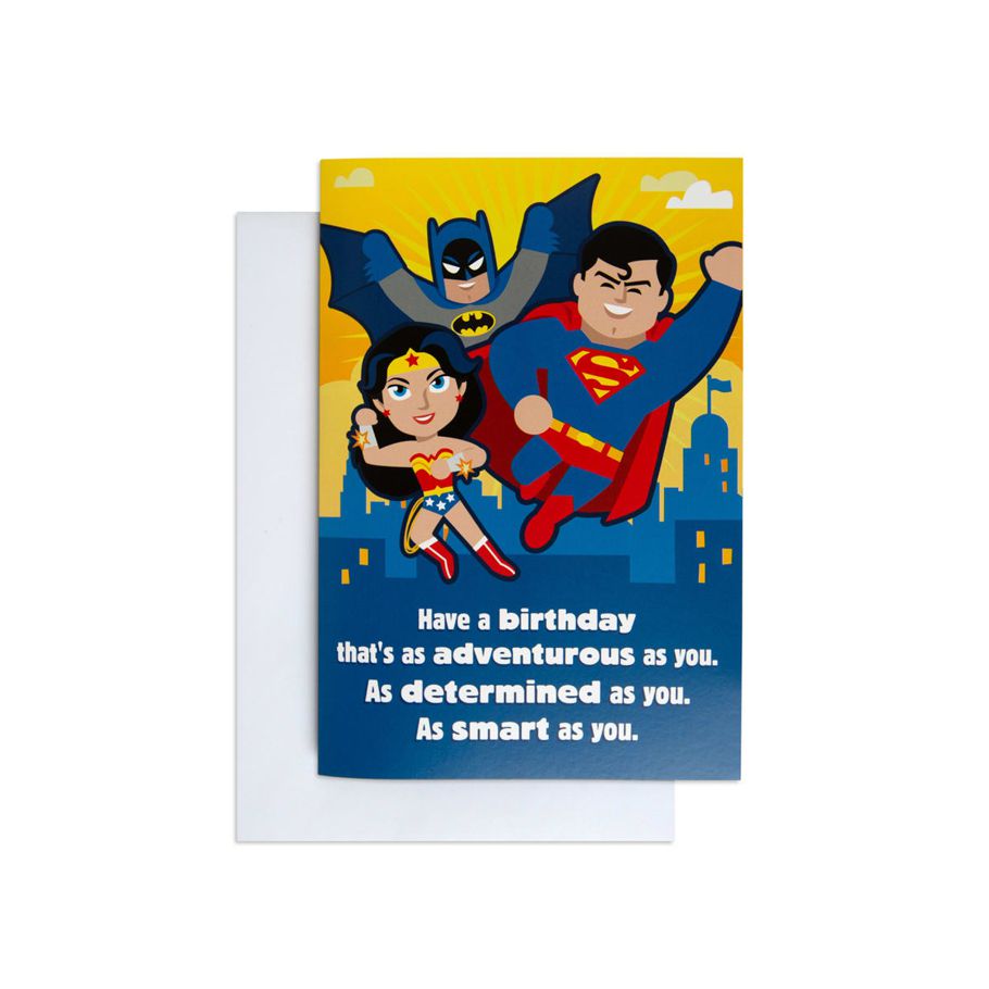 Hallmark DC Comics Interactive Birthday Card - Wonder Woman, Batman and Superman
