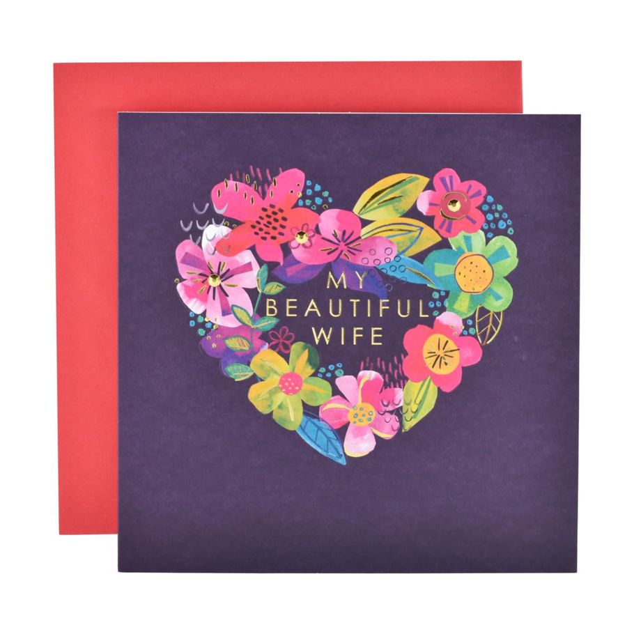 Hallmark Valentine's Day Card For Wife - Love Heart Floral Wreath