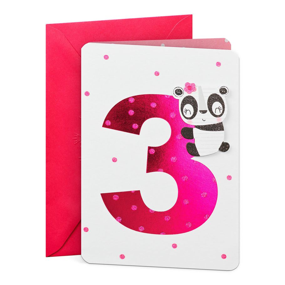 Hallmark Birthday Card for Kids Age 3 - Baby Panda