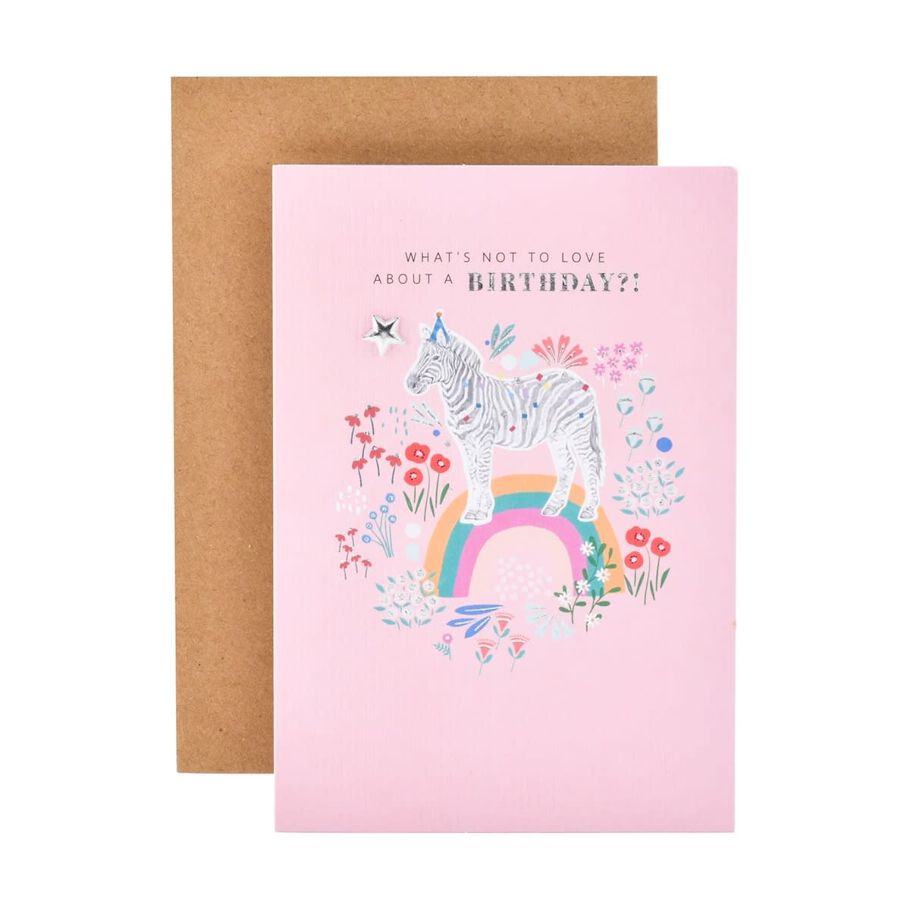 Hallmark Birthday Card - Party Hat Zebra