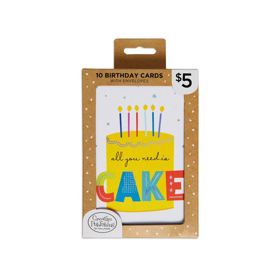 10 Pack Creative Publishing by Hallmark Colourful Contemporary Birthday Cards