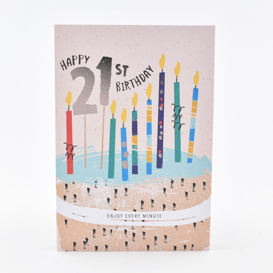 Hallmark 21st Birthday Card - Cake & Candles