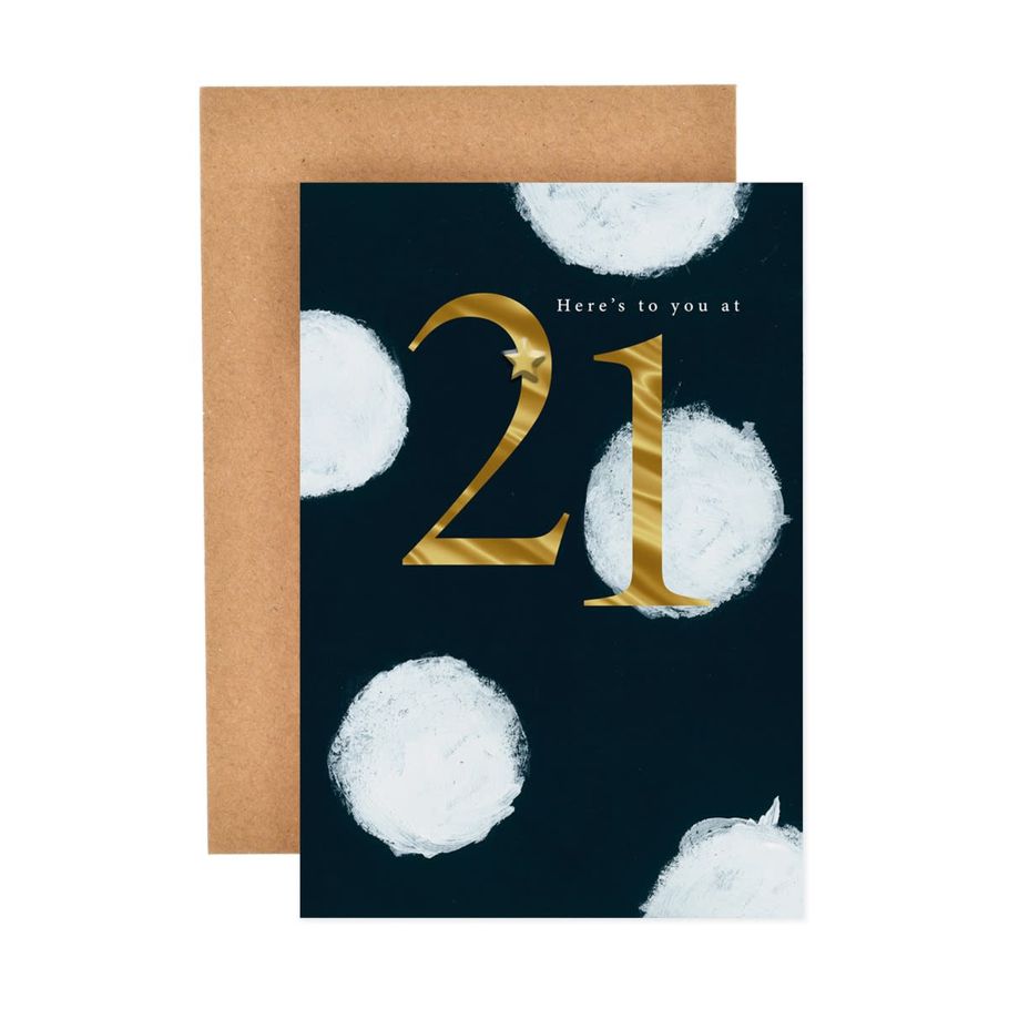 Hallmark 21st Birthday Card - Dots & Gold