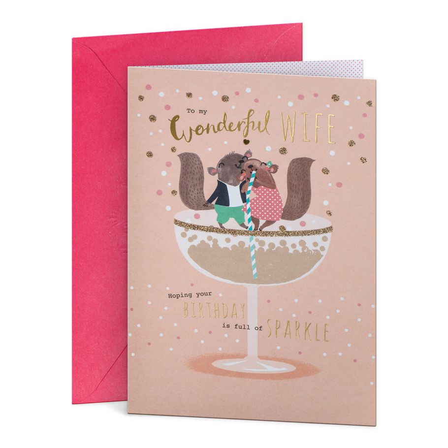 Hallmark Birthday Card for Wife - Squirrel Cocktail