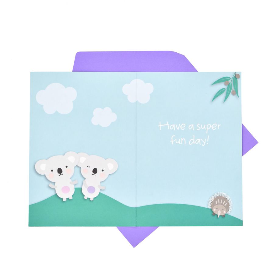 Hallmark Birthday Card Age 3 - Koala & Echidna