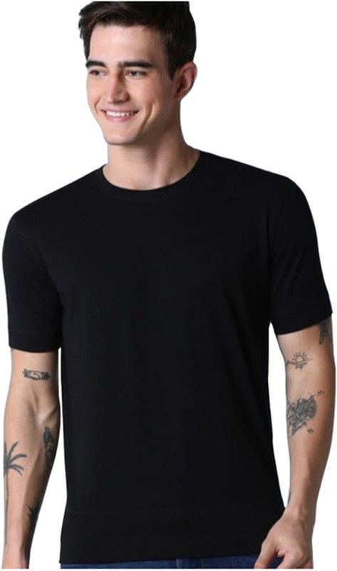 Men Solid Round Neck Pure Cotton Red T-Shirt