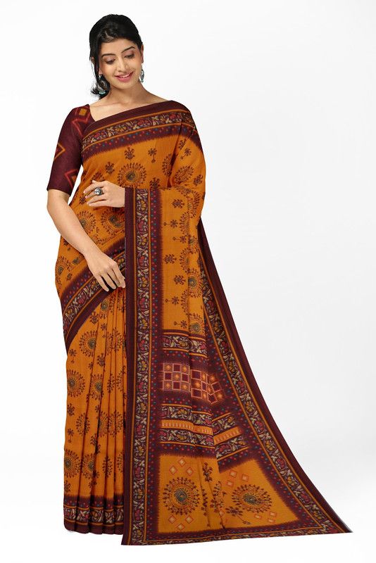 Self Design Daily Wear Cotton Jute Saree  (Orange)