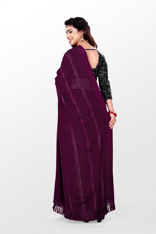 Self Design Bollywood Lycra Blend Saree  (Purple)