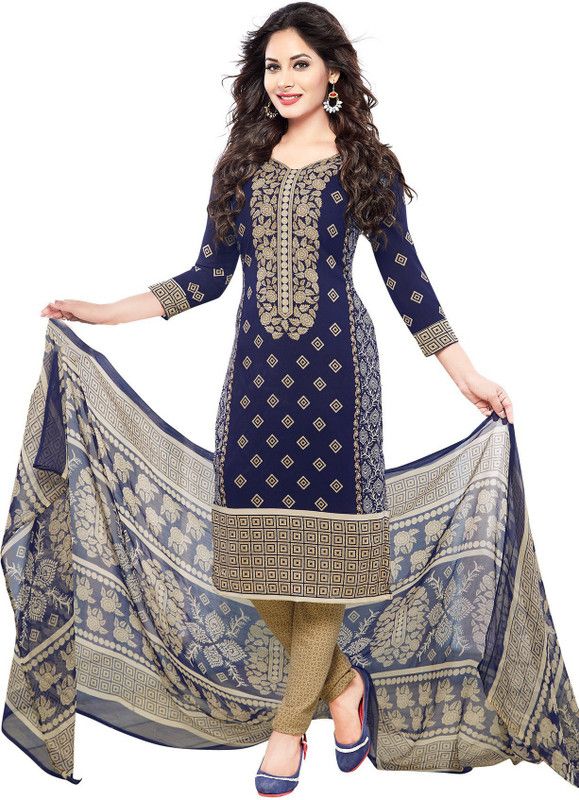 Unstitched Polycotton Salwar Suit Material Geometric Print, Floral Print