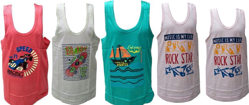 Vest For Boys & Girls Cotton Blend  (Multicolor, Pack of 5)