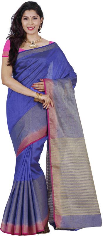 Embellished Kanjivaram Tussar Silk Saree  (Purple)