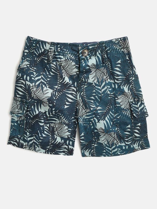 Short For Boys Casual Floral Print Cotton Blend  (Blue, Pack of 1)