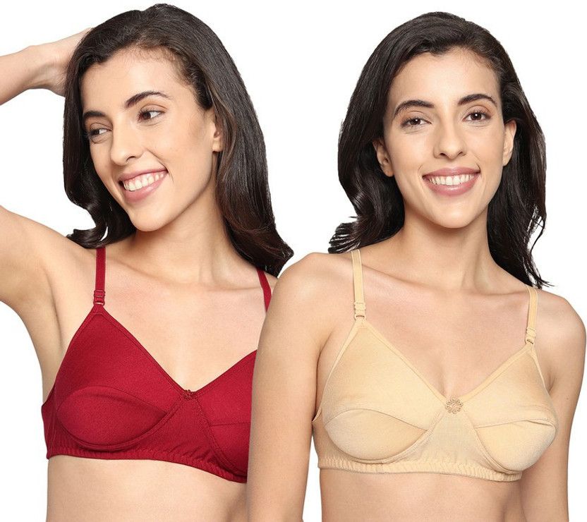 Pack of 2 Women Full Coverage Heavily Padded Bra  (Maroon, Beige)