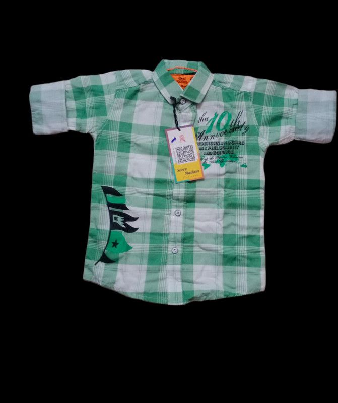 Boys Checkered Party Green Shirt