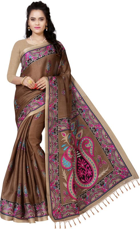 Fashion Pure Silk Saree  (Brown)