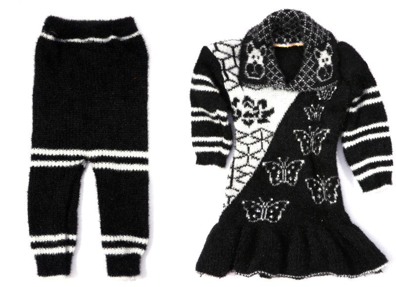 Baby Girls Party(Festive) Sweater Pyjama  (Black)