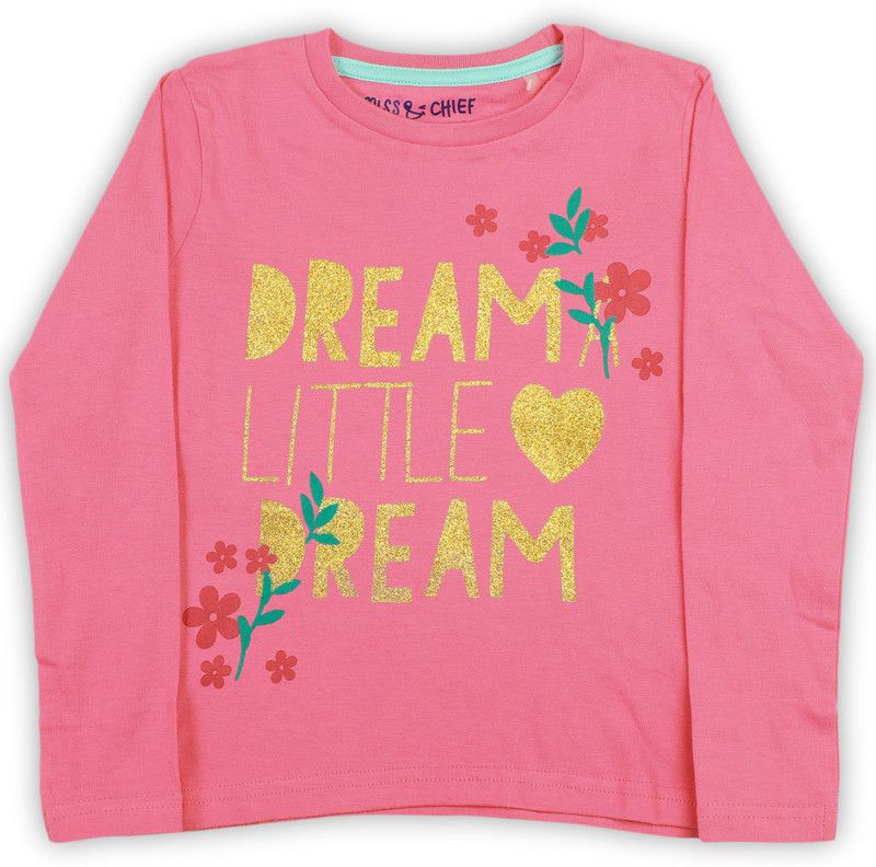 Girls Party Cotton Blend Top  (Pink, Pack of 1)