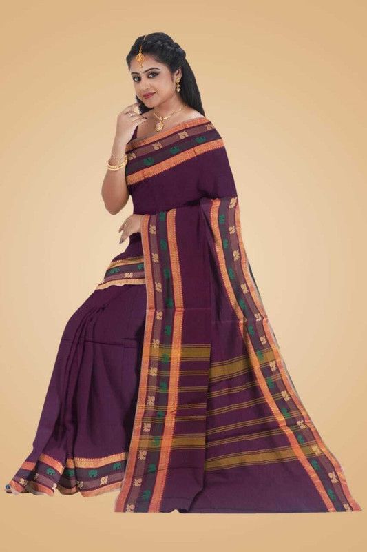 Printed Daily Wear Silk Blend Saree  (Purple)