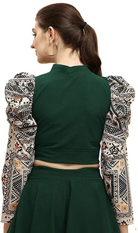 Casual Layered Printed Women Green Top