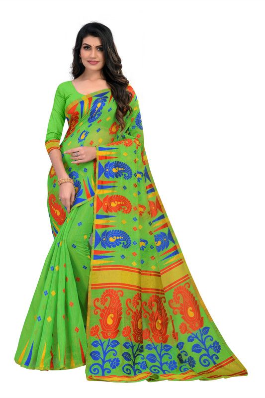 Self Design, Woven Jamdani Art Silk, Cotton Silk Saree  (Multicolor)
