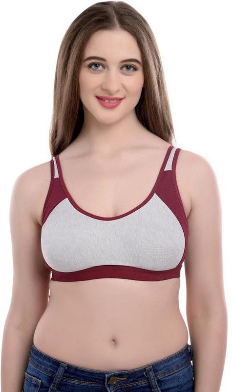 Women Sports Non Padded Bra  (Maroon, Red)
