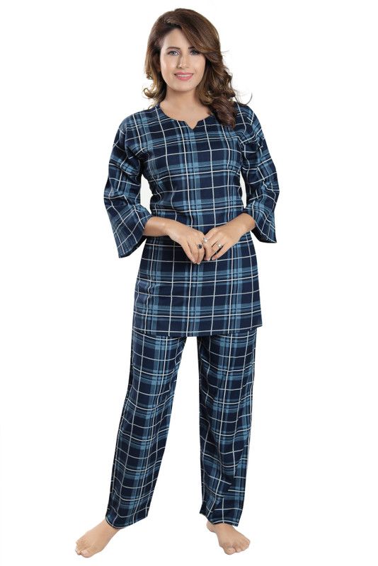 Women Co-ords Blue Checkered