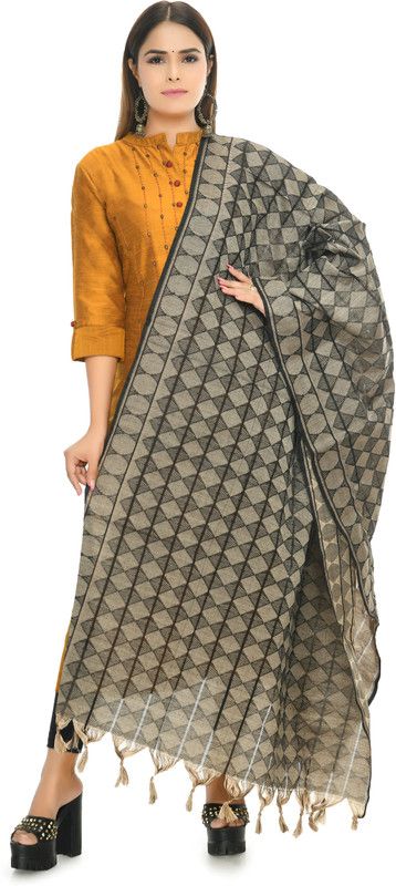 Pure Cotton Woven Black Women Dupatta