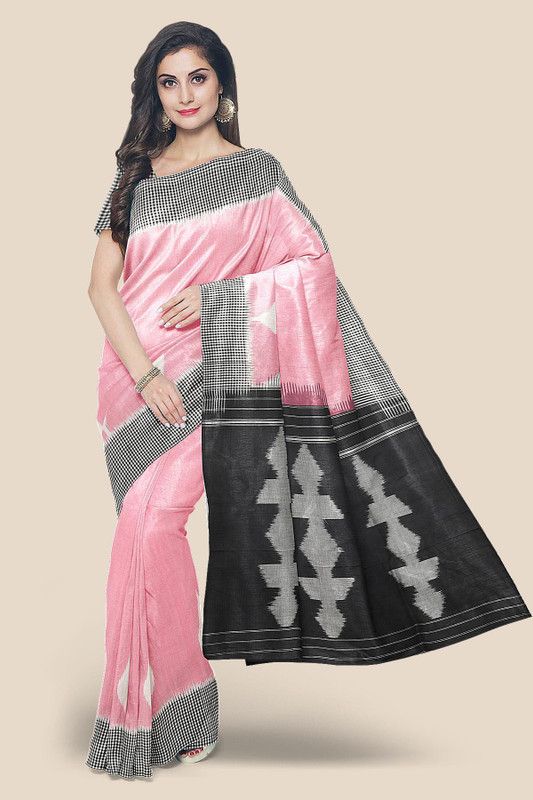 Solid/Plain Mysore Pure Cotton Saree  (Pink)