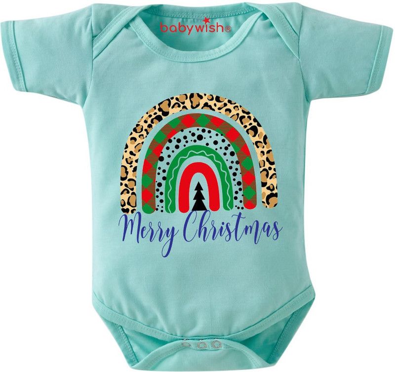 Romper For Baby Boys & Baby Girls Casual Printed Cotton Lycra Blend  (Light Blue, Pack of 1)