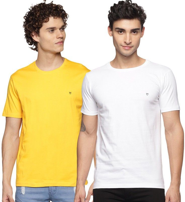 Pack of 2 Mens Round Neck Pure Cotton T-Shirt Pack of 2 Men Solid Round Neck Pure Cotton Multicolor T-Shirt