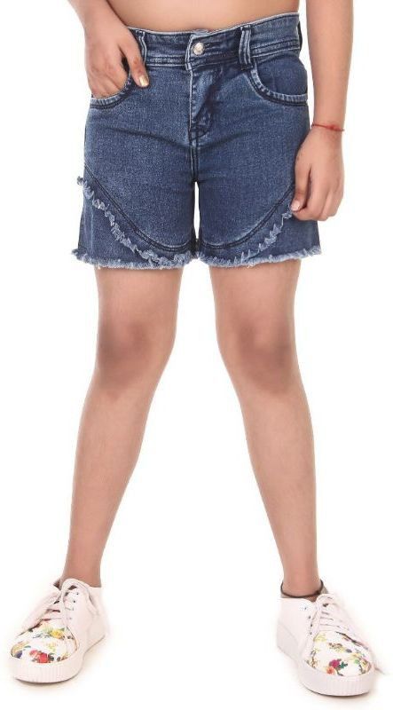 Short For Girls Casual Solid Cotton Lycra Blend  (Dark Blue, Pack of 1)