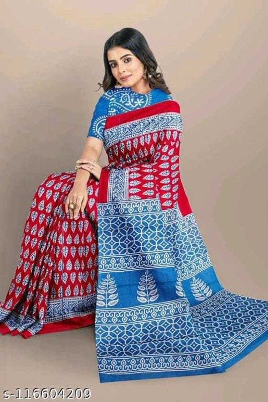 Fashion Pure Cotton Saree  (Blue, Maroon)