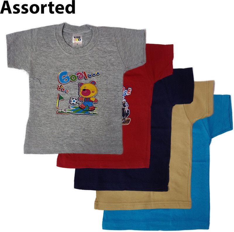 Boys & Girls Printed Cotton Blend T Shirt  (Multicolor, Pack of 5)