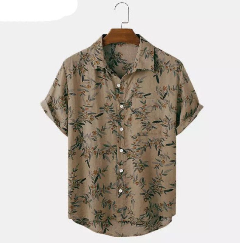 Men Printed Party Brown Shirt