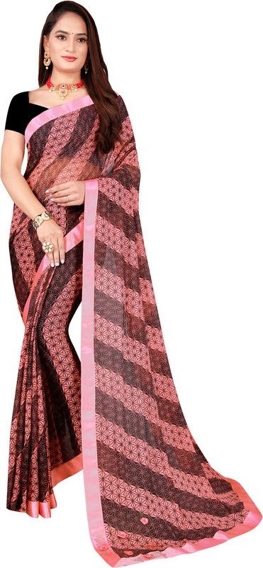 Printed Daily Wear Lycra Blend Saree  (Red)