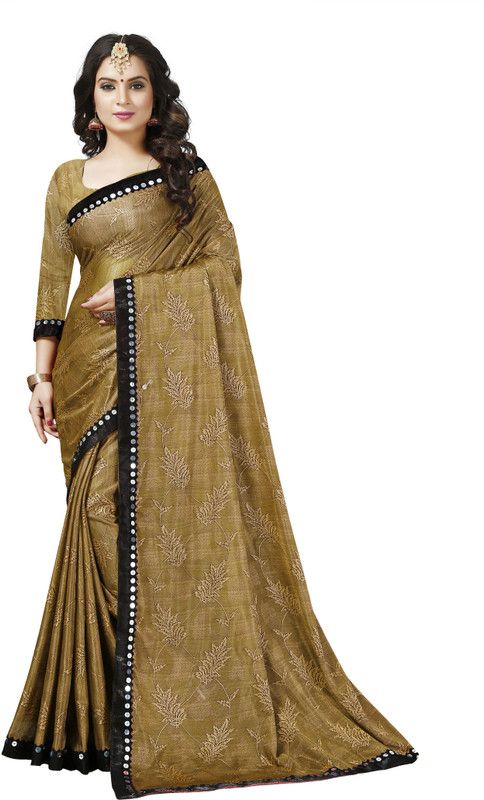 Self Design, Paisley, Embellished Bollywood Lycra Blend Saree  (Beige)