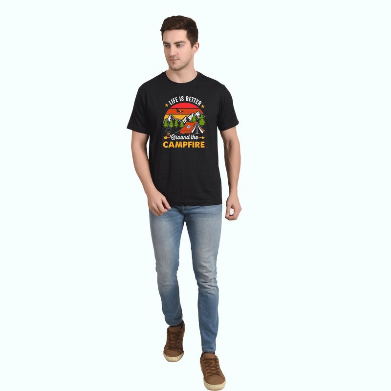 Cotton Printed T shirt for men’s Fashion Men Printed Round Neck Pure Cotton Black T-Shirt