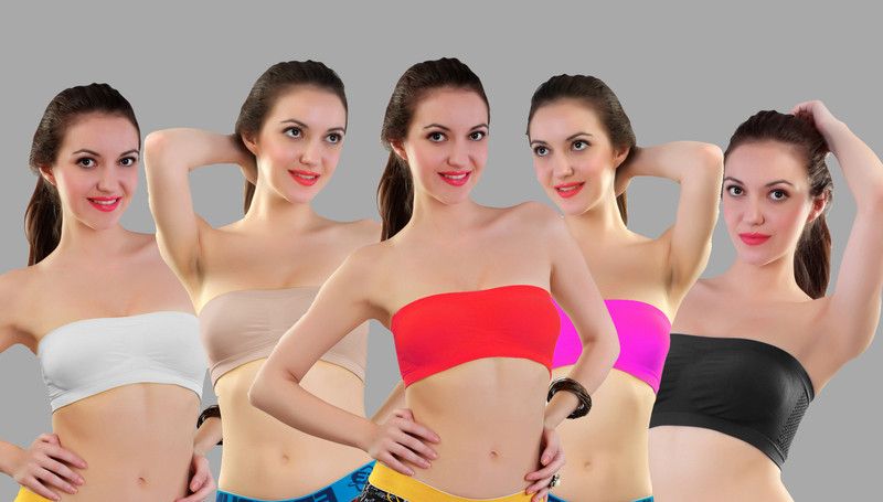 Pack of 5 Women Bandeau/Tube Lightly Padded Bra  (Multicolor)