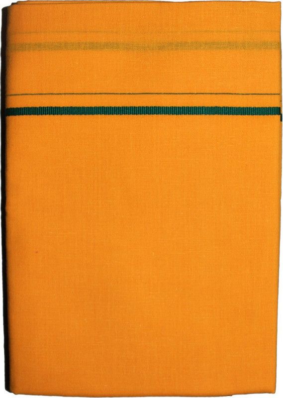 Prakasam Cotton Men's Single (1.30x2.00 mtrs-4 yard) Mango Colour Solid Men Dhoti