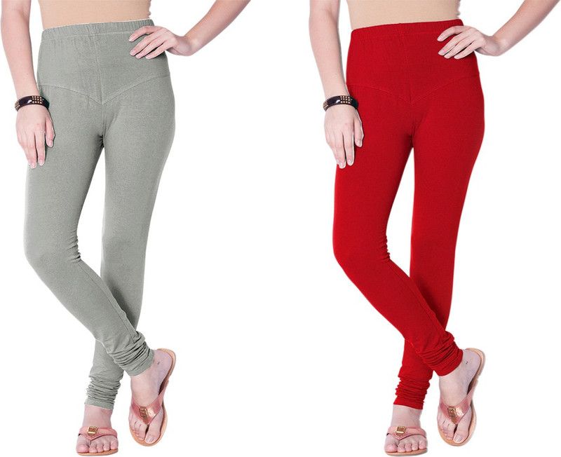 YIGIT Churidar Western Wear Legging  (Grey, Red, Solid)