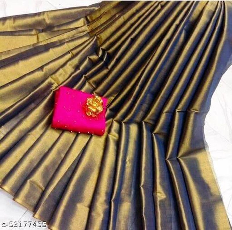 Plain Bollywood Tussar Silk Saree  (Brown)