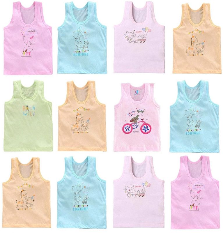 Profile Creation Vest For Baby Boys & Baby Girls Cotton  (Multicolor, Pack of 12)