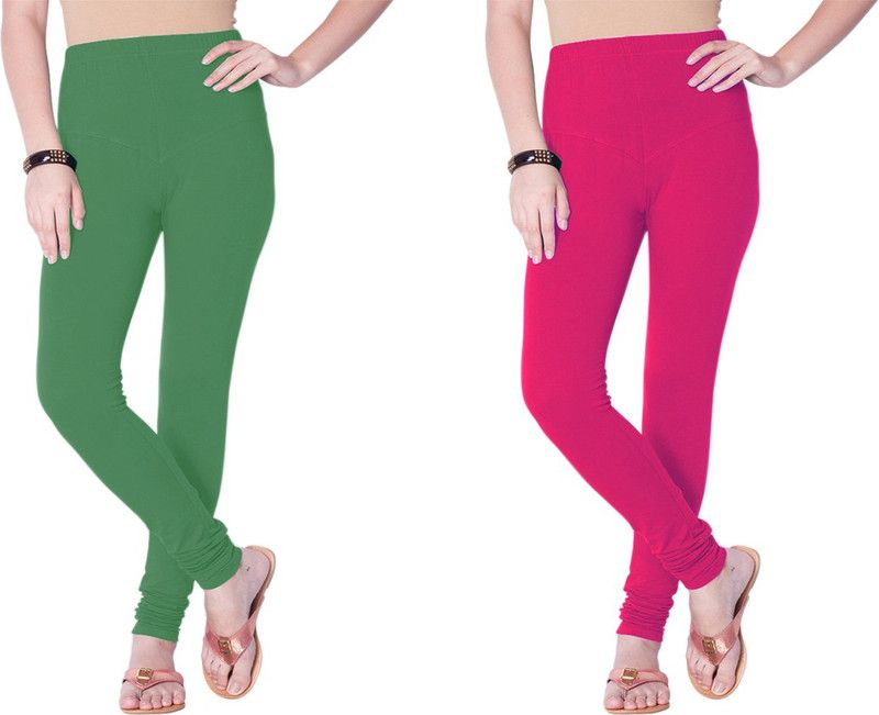 SP Weella Churidar Western Wear Legging  (Light Green, Pink, Solid)