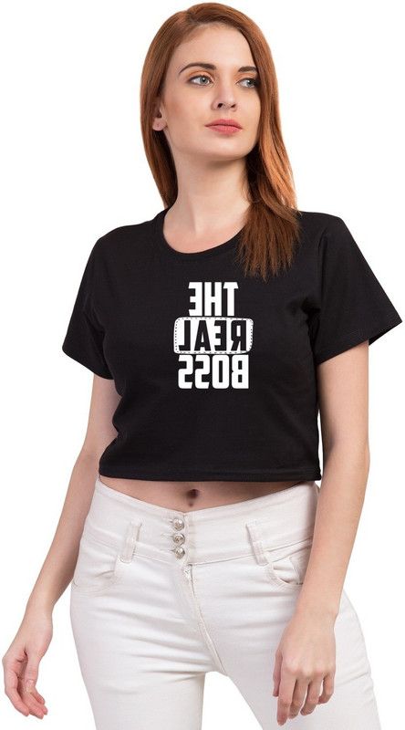 Casual Regular Sleeves Self Design, Printed Women Black Top
