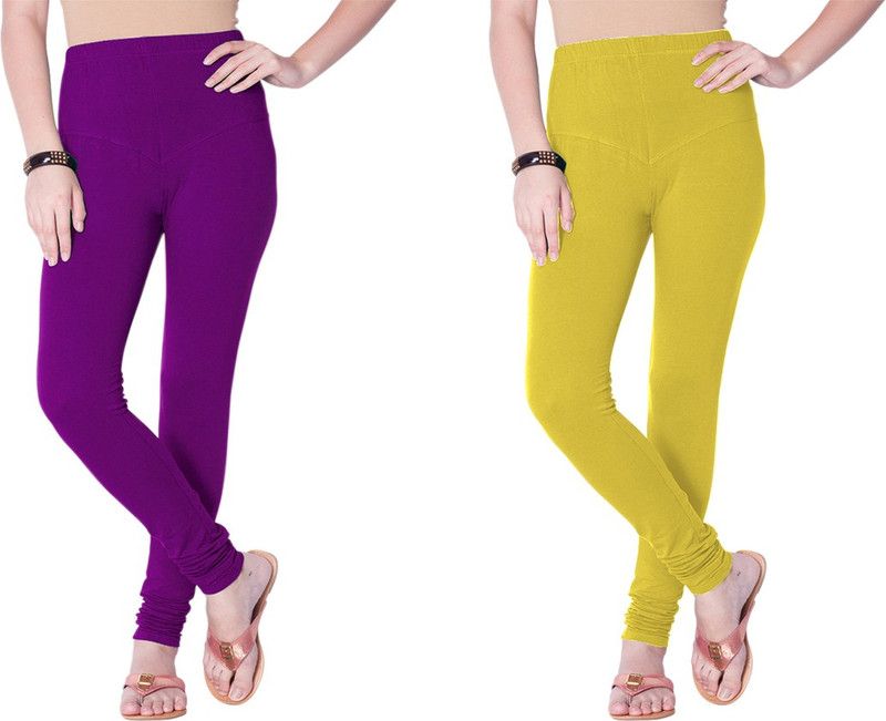 YIGIT Churidar Western Wear Legging  (Purple, Yellow, Solid)