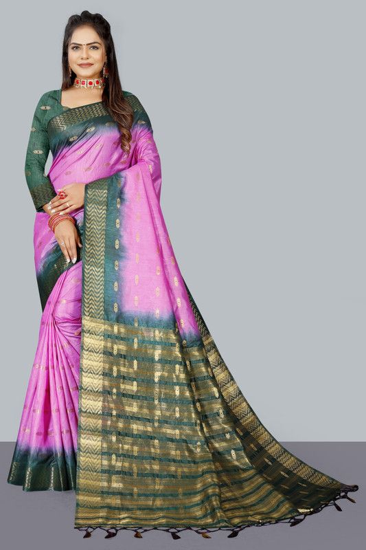 Self Design Bollywood Nylon Saree  (Dark Green, Pink)