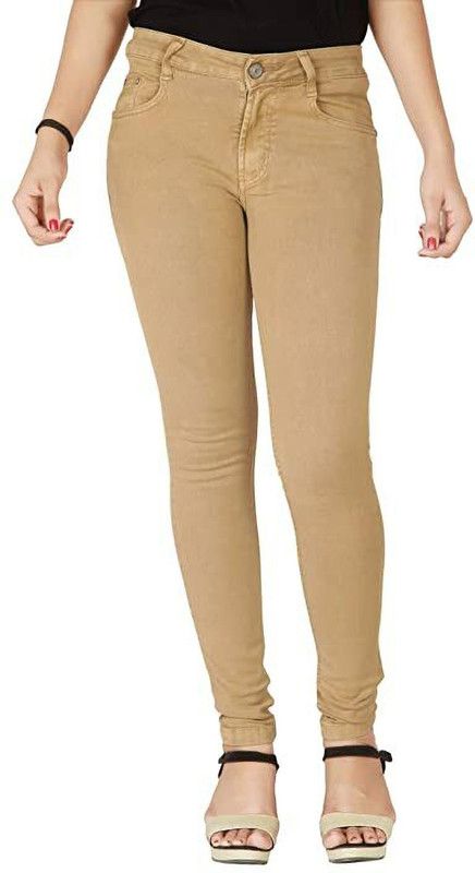 Girls Regular Mid Rise Beige Jeans