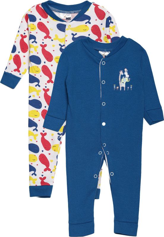 Romper For Baby Boys & Baby Girls Casual Floral Print Cotton Jersey  (Multicolor, Pack of 2)